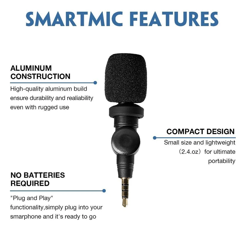 Saramonic Imic Compact Mini Directional Smart Microphone for Apple Iphone Samsung Huawei Htc Smartphones Recorder Mic | Электроника