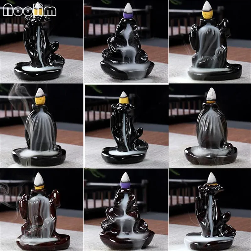 Небольшой черный керамический обратный поток благовония горелка Zen сандалового