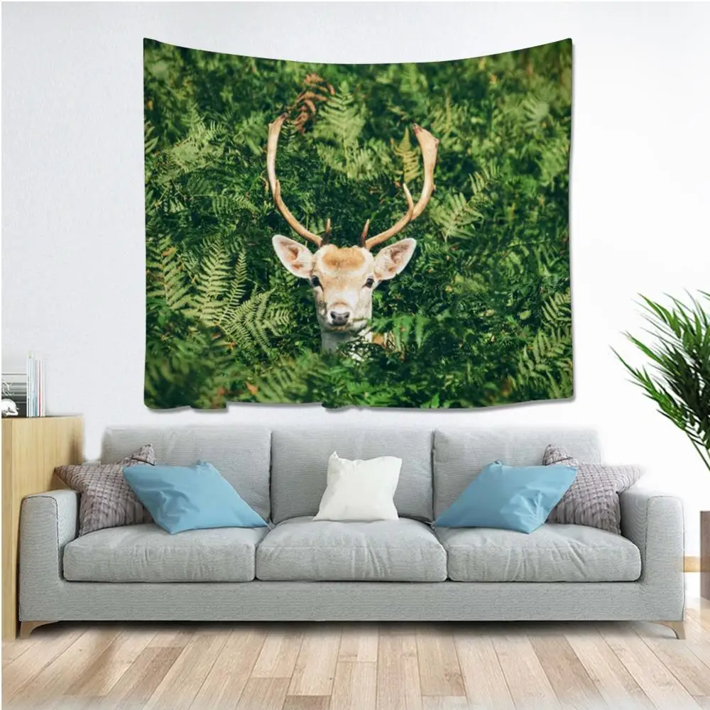 Гобелен с изображением фламинго оленя птицы единорога хиппи мандалы Настенная