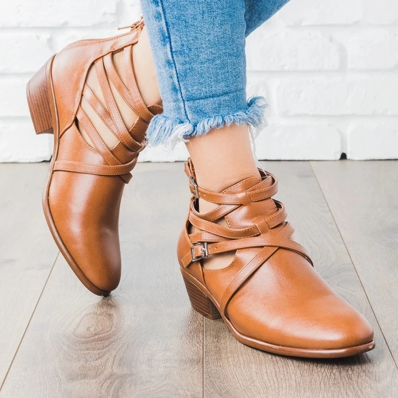 Puimentiua/женские ботинки осенние из искусственной кожи на молнии с пряжкой низком