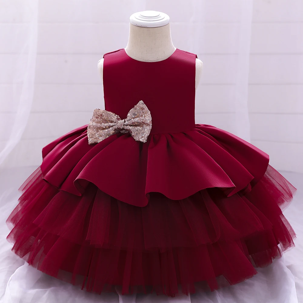 Infant Girl Dresses Girl Ball Gown Tutu Princess Dress Sequin Bow Baby Girl Dress 1st Birthday  Party Dress Wedding Girl Dresses