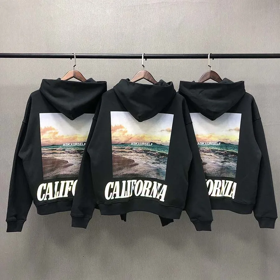 

Reflective Askyurself Hoodie Men Women 1:1 Top Quality Colorful California Wave Photos Pullover Hooded