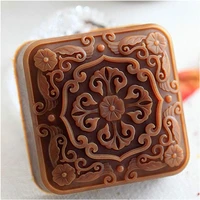 classic flower pattern handmade soap mold diy square shape soap bar mold food grade cake mousee pudding molds