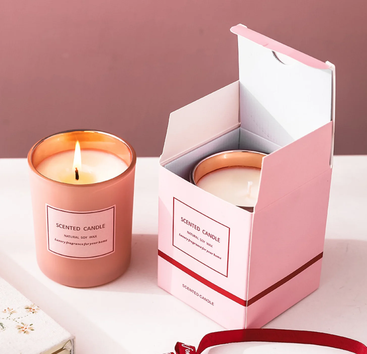 

Neutral no LOGO plating spray color glass scented candle Valentine's day gift home furnishings