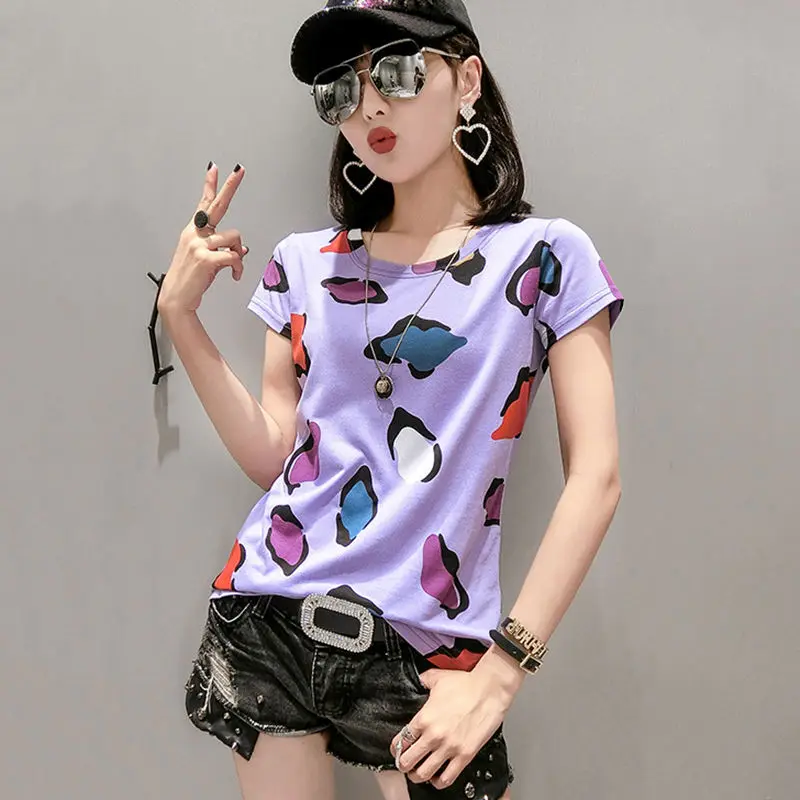 

Summer fashion round neck print letter T-shirt short sleeve slim half sleeve T-shirt