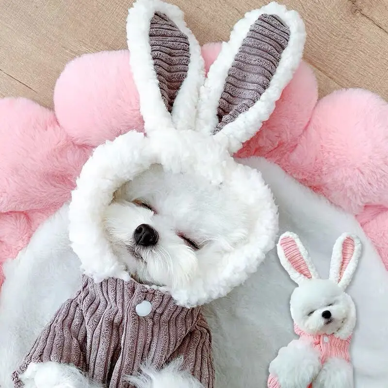 

Autumn Winter Rabbit Soft Fleece Dog Clothes Pet Dress Pattern Coral Velvet Puppy Coat Thick Warm Jacket For Dogs Cats Clothing
