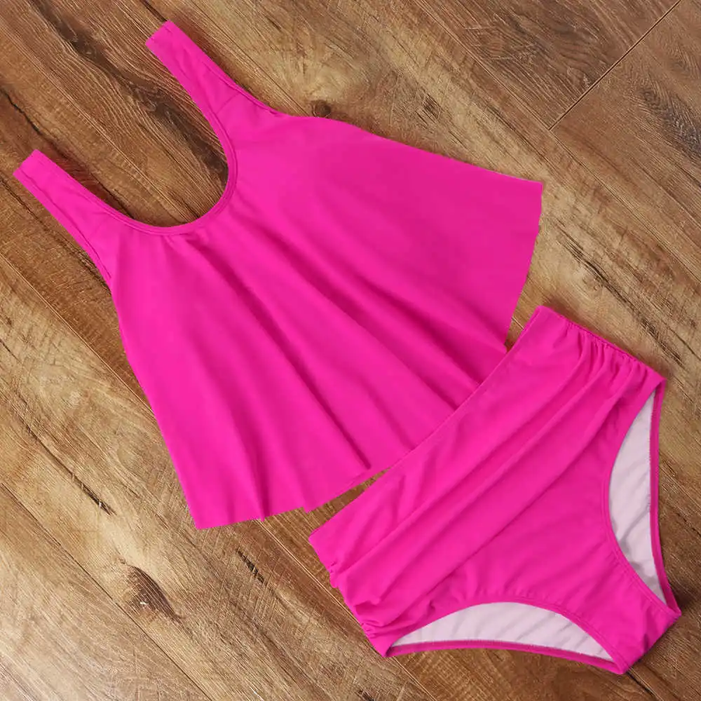 

High Waist Women's Bathing Suit, Swimsuit with Frills, Beach Suit Set for Women Plus Size