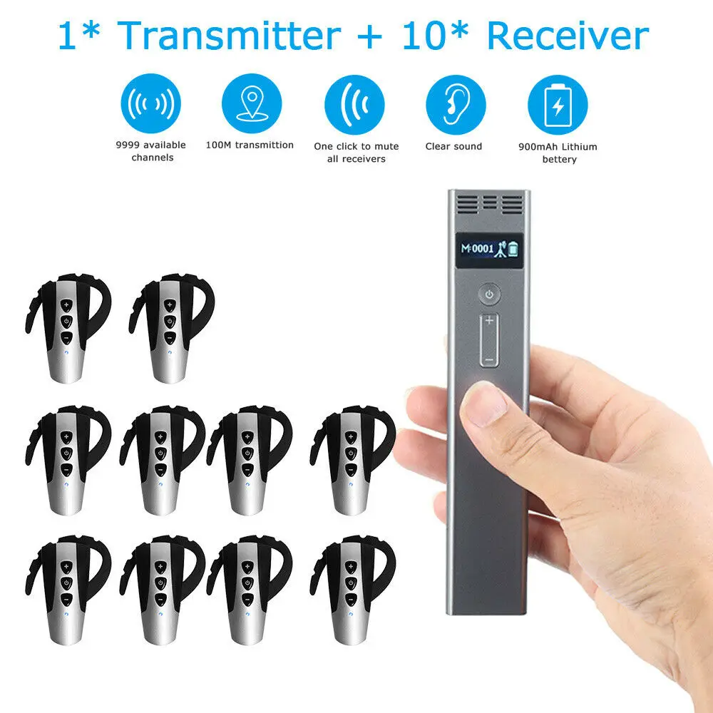 Беспроводная аудиосистема с гидом 2 4 ГГц портативный передатчик + 10 приемников