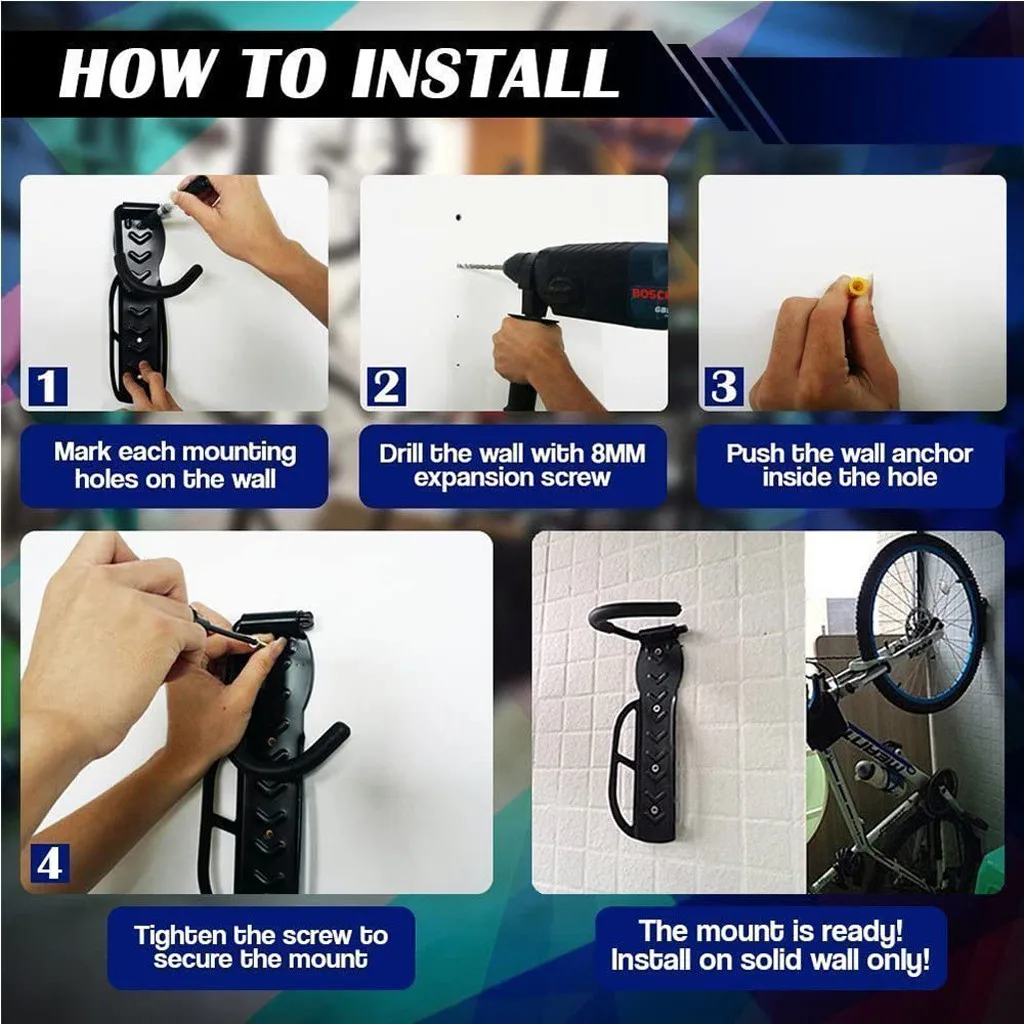 

2PCS Bicycle Holders Home Storage Rack Wall Mounted Hanger Hook Wall Mounted Storage Rack Hanger Necessary Cycling Supplies