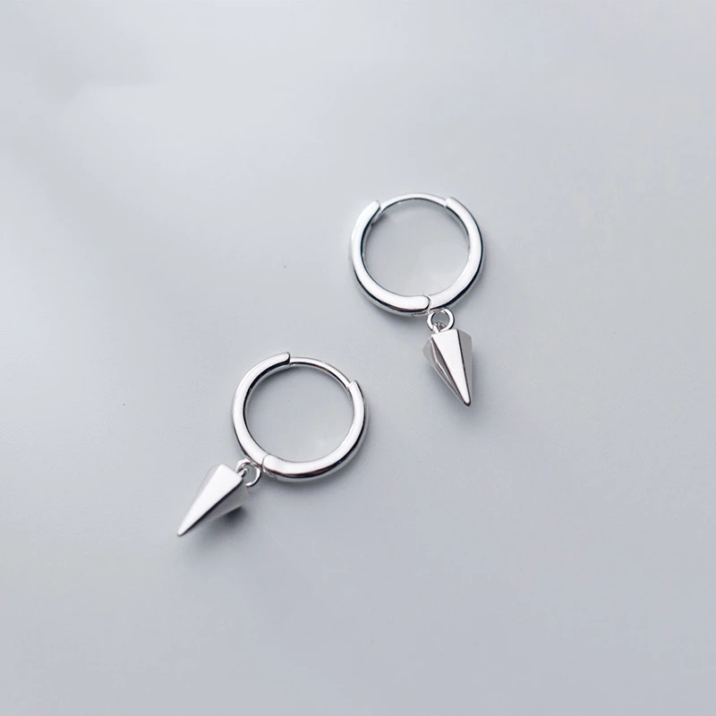 925 Стерлинговое Серебро геометрической формы конуса висячие серьги обруч Huggie для