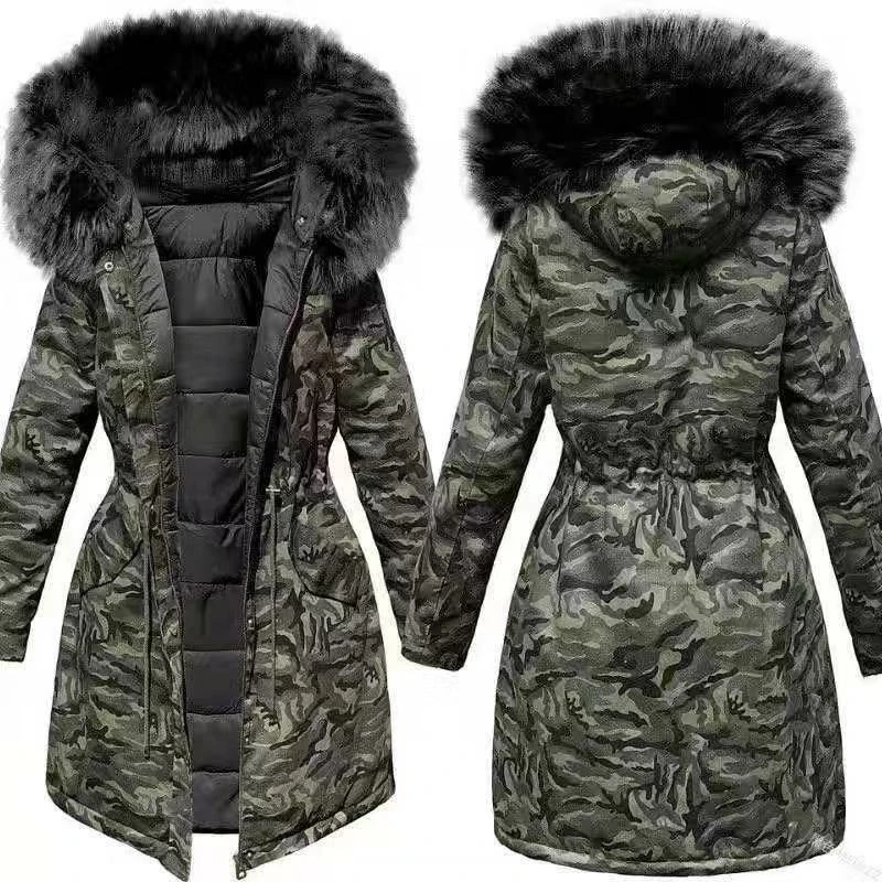 

Women Winter Jacket Hooded Parkas Winter Coat Women Loose Parka Fur Collar Cotton Padded Jackets