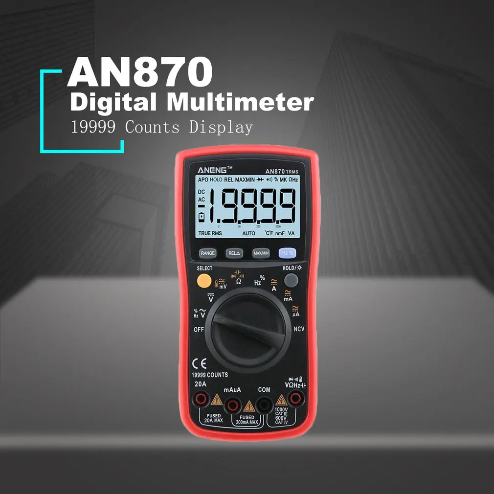 Цифровой мультиметр ANENG AN870 измеритель емкости частоты температуры транзистора