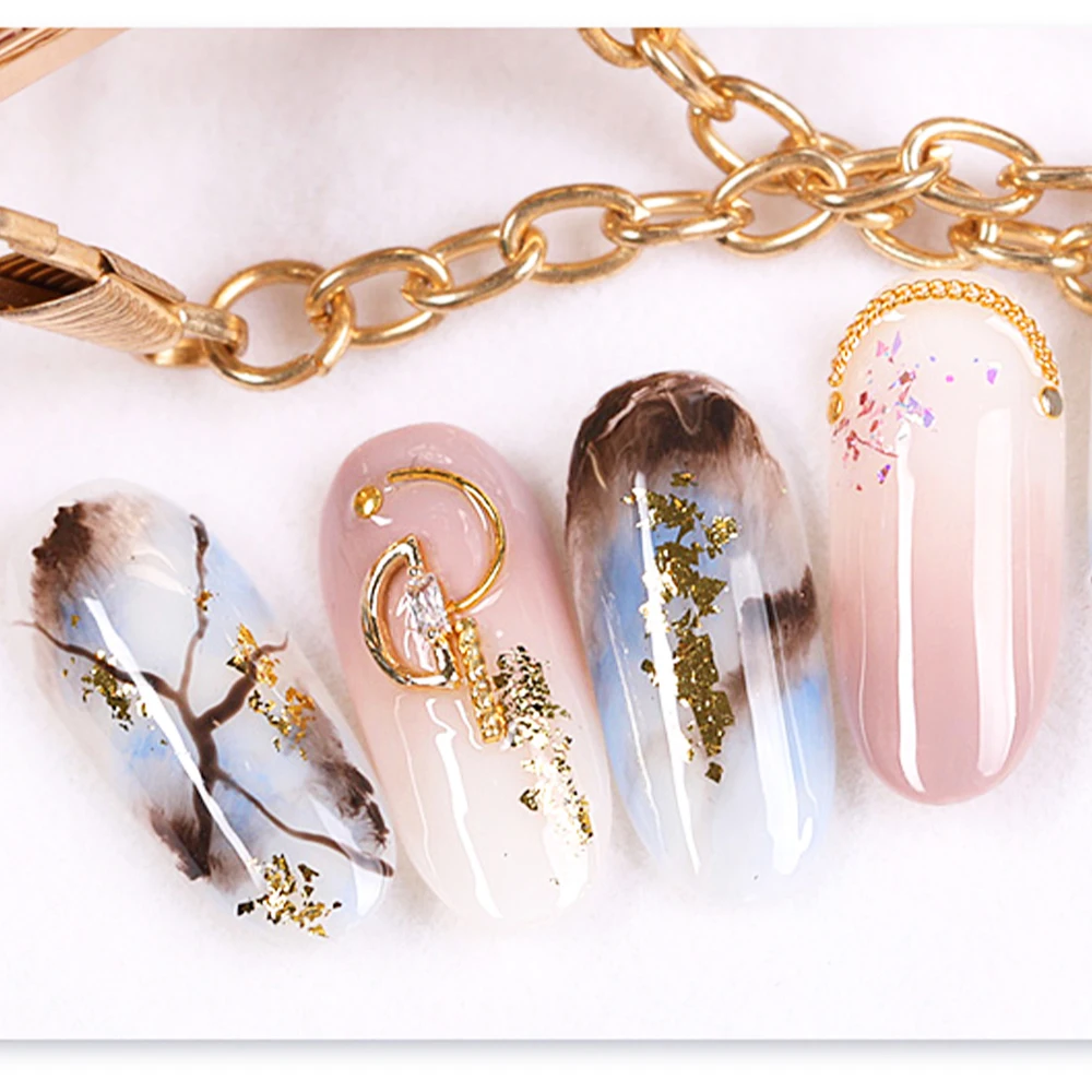 Хлопья с золотыми листьями для украшения ногтей живопись художественное ремесло