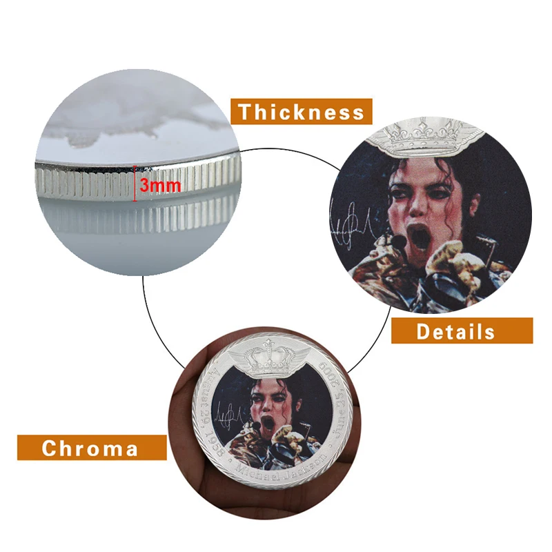 WR 2019 Новое поступление Майкл Джексон Посеребренная металлическая монета веера