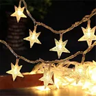 102040 светодиодный Звезда светильник гирлянды с пересекающимися мигающими звездами гирлянда Батарея на солнечных батареях лампа праздник новогоднее; Рождественское украшение для дома Фея светильник s