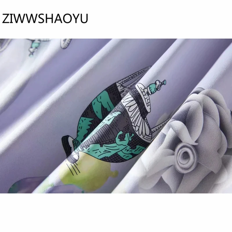 

ZIWWSHAOYU Women Summer Purple Sleeveless Slim Fit Pencil Dress Fashion Designer Ladies Floral Print Vintage Mini Short Dresses