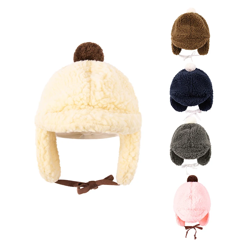 

Милые детские однотонные теплые шапки для девочек и мальчиков, плюшевые зимние шапки, плюшевые искусственные игрушки, идеальный подарок