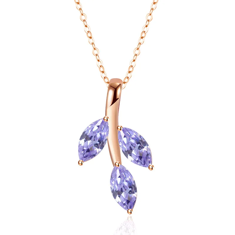 

Fashion Necklace 925 Silver Jewelry with Zircon Gemstone Leaf Shape Pendant Accessories for Women Wedding Party Gift Wholesale