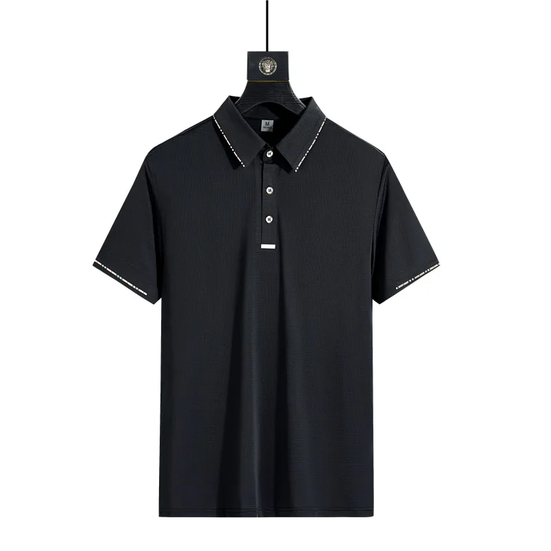 

Summer leisure fashion ice thin slim cool quick dry men's T-shirt ice business short sleeve polo shirt