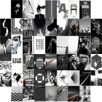50pcs aesthetic character geometric architecture postcard black and white artistic picture wall collage set wall paper decor
