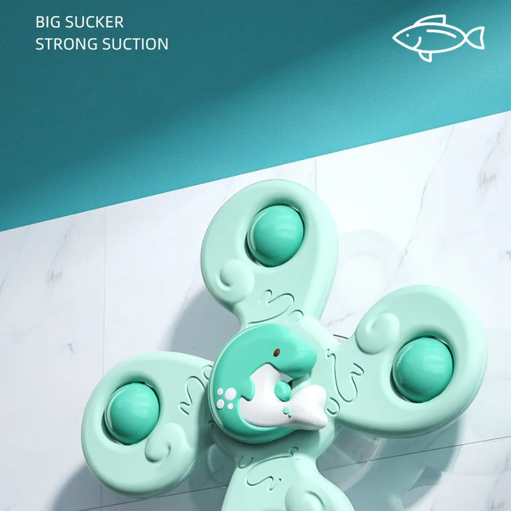 Montessori Baby Spin Top Bath Toys For Boy Children Bathing Sucker Spinner Suction Cup Toy For Kids 2 To 4 Years Rattles Teether