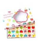 Монтессори детские развивающие игрушки, 28 шт., деревянные когнитивные строительные блоки с фруктами и животными домино, складные игрушки, подарки