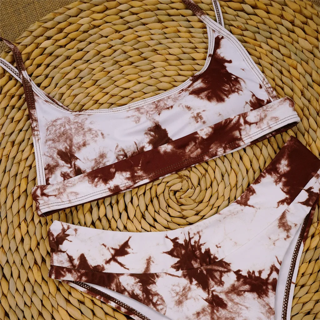 

Bandeau Low Waist Bikini Set Push Up Swimwear Women 2021 Tie-dye Printed Sexy Bikini Set Swimsuit Female Bathing Suit S-XL
