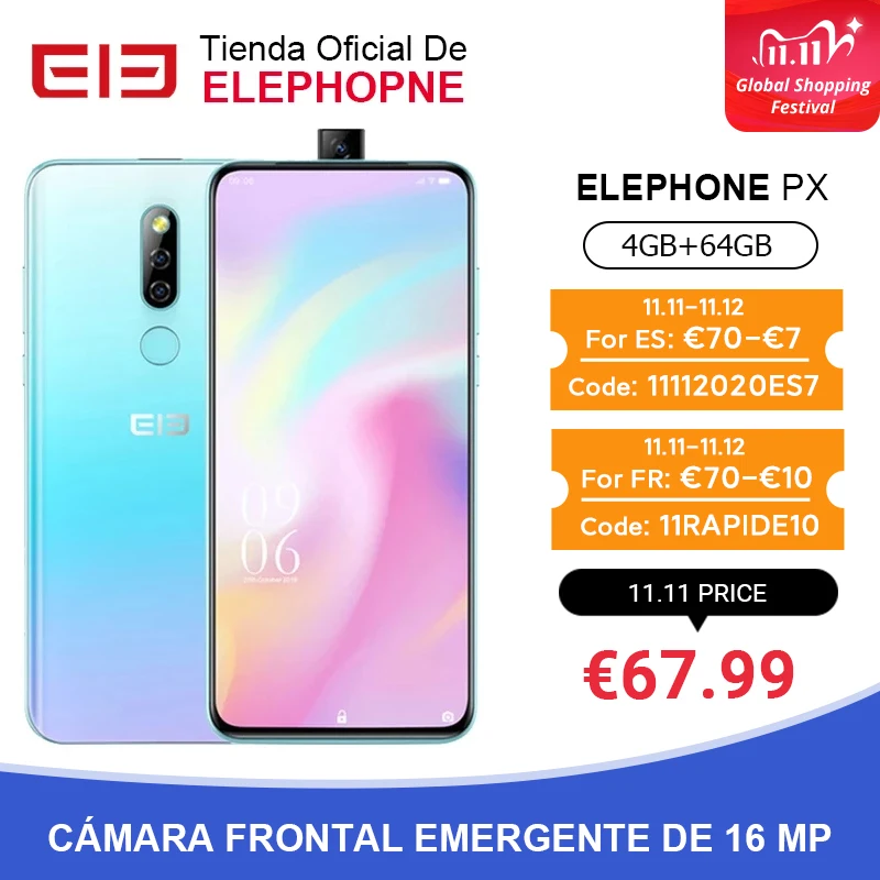 ELEPHONE PX 4GB 64GB смартфон MKT MT6763 6 53 &quotFHD + полный Экран 16MP двойная задняя камера Android 9 0