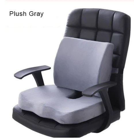 Plush Gray 2 в 1 бамбуковое волокно с эффектом памяти, подушка для сиденья, Подушка для спины, медленный отскок, поддержка талии, набор для дома, офиса, забота о здоровье, Подушка для стула - Цвет: Plush Gray
