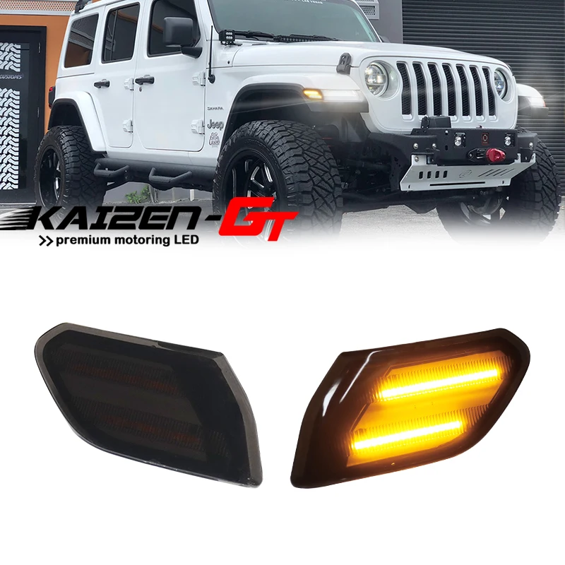 Smoked Lens Amber LED 12V Car Side Marker Lights For 2018-up Jeep Wrangler JL 2020-up Gladiator JT Turn Signal | Автомобили и