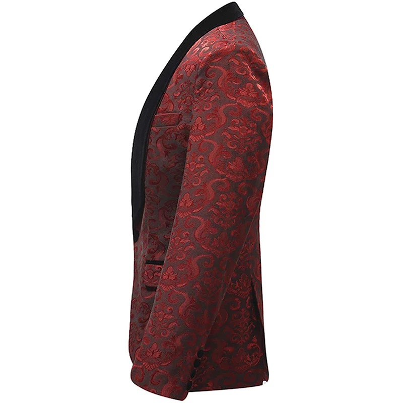 Для мужчин печати Slim Fit костюм классический официальная Вечеринка церемонии с