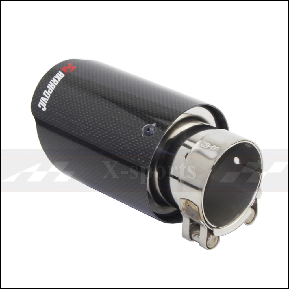 Akrapovic гладкая ткань Глянцевая углеродная выхлопная система автомобиля глушитель обычный наконечник хвостовые трубы универсальные прямые серебряные из нержавеющей стали