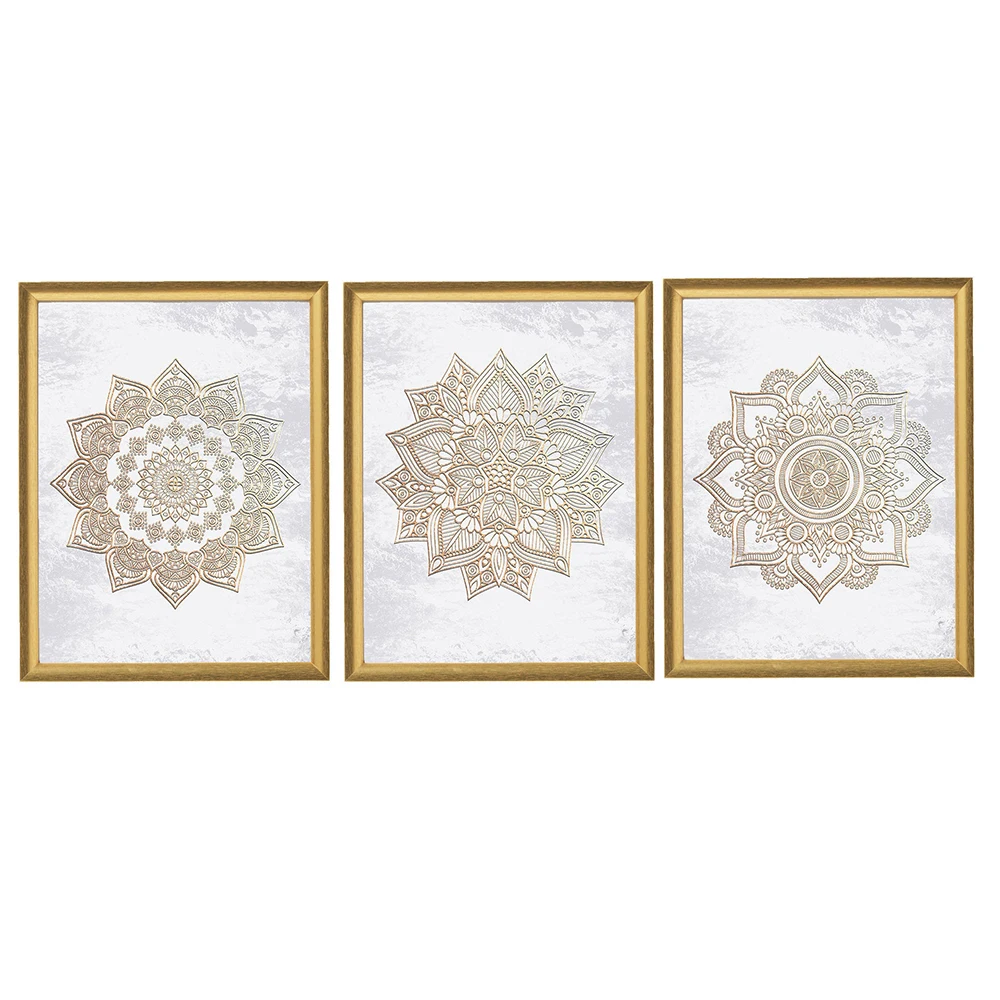 

Gold Mandala Pictures for Living Room Golden Mandala Wall art Canvas Painting Yoga Prints Poster Flower Home Decor Modern Boho
