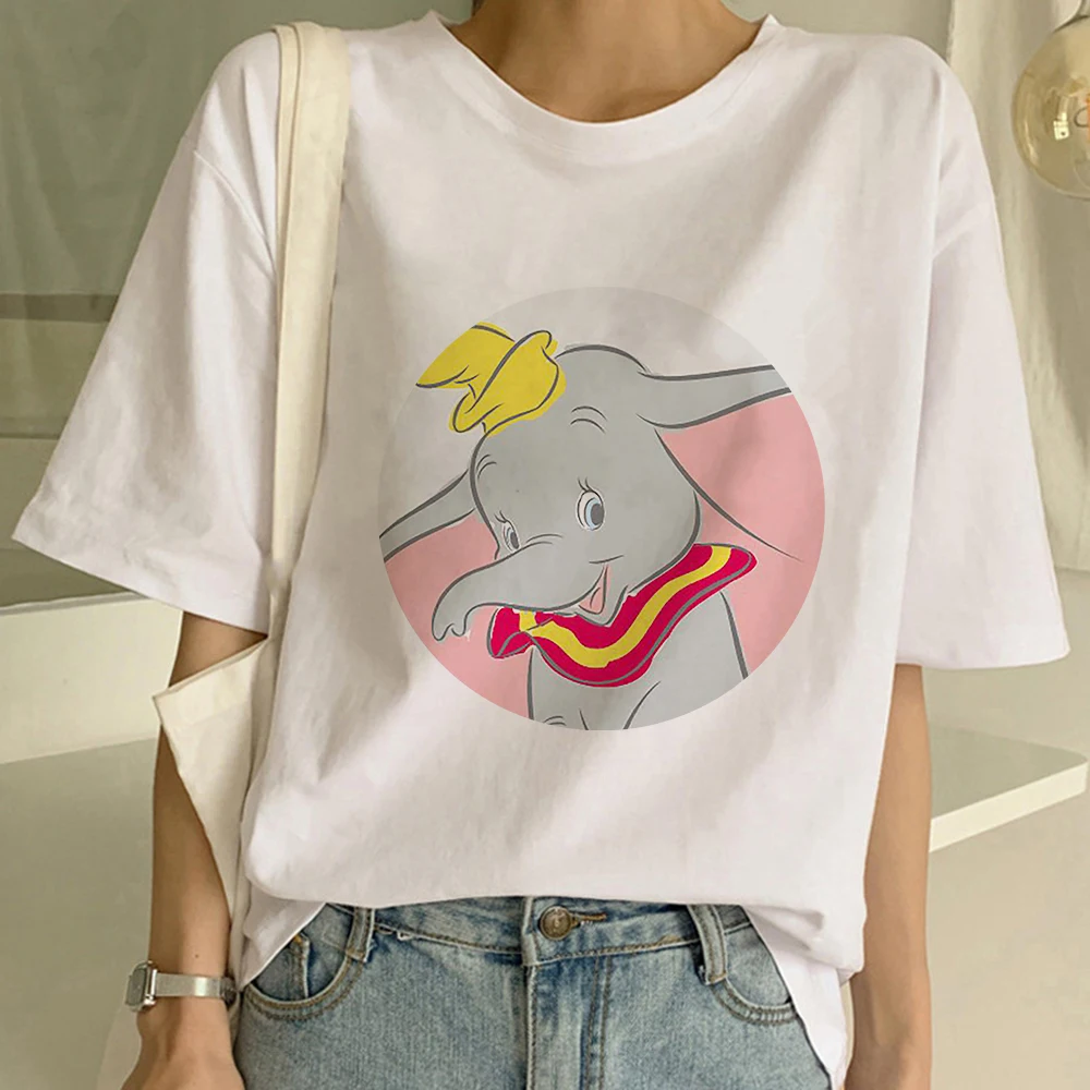 

Unisex Clothes Harajuku Dropship New For Women Cartoon Casual T-shirt Lady Short Sleeve Top Summer Dumbo Elephant Print T Shirts