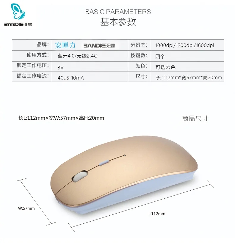 

4.0+3.0 Bluetooth Mouse Wireless Mini Optical Computer Mouse Receiver Ergonomic Mause Mice For MacBook Laptop Notebook PC Tablet