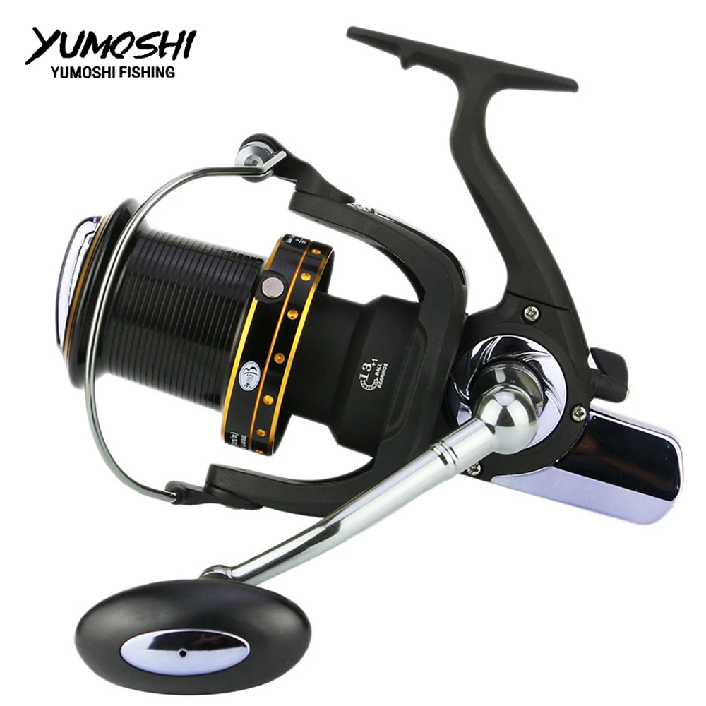 

YUMOSHI Fishing spinning reel Metal Distant wheel 6000-11000 series casting Spinning wheel 13+1BB CNC rocker fishing reels GH