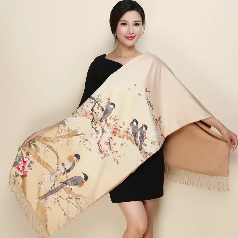 Абсолютно новый хит продаж шелковый шарф женский длинный Cheongsam кондиционер шаль