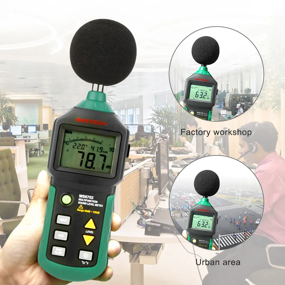 MASTECH MS6702 цифровой измеритель уровня звука шума Измеритель температуры и