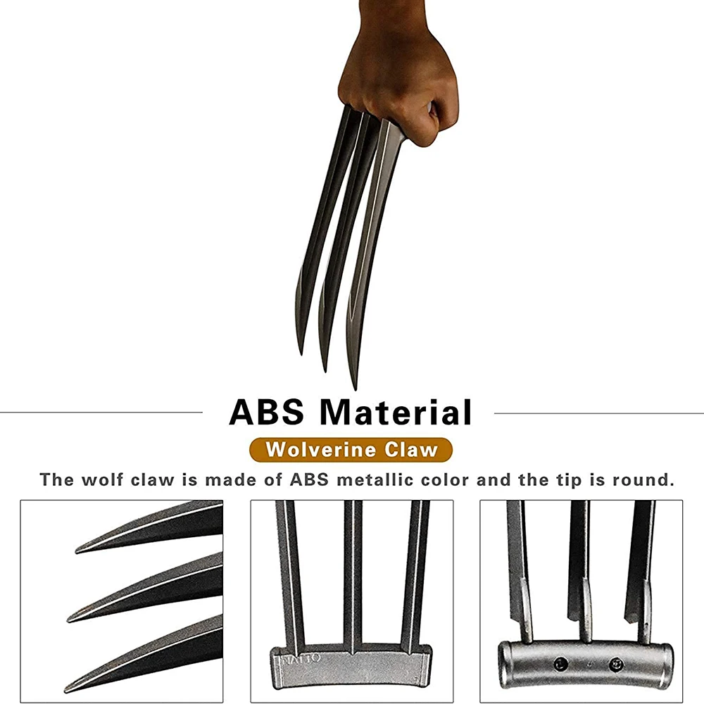 

Superhero 1 Pair Durable Plastic Wolverine Claws Blade Figure for Halloween Costume Party Cosplay Props Silver