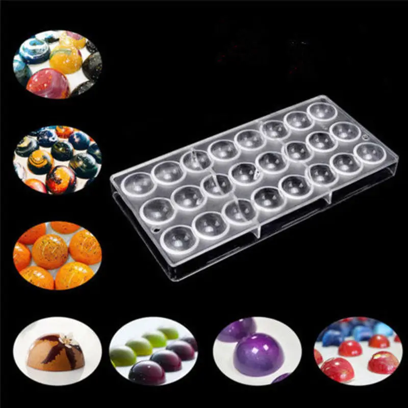 Transparent 24 Half Ball Shaped Polycarbonate PC Chocolate Moulds Sweet Candy DIY Bakewarre Baking Mold