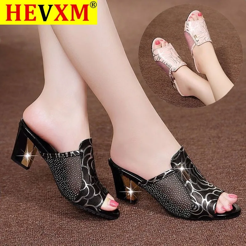 

Женские босоножки, летние шлепанцы, босоножки на высоком каблуке, модные стразы, лето 2020