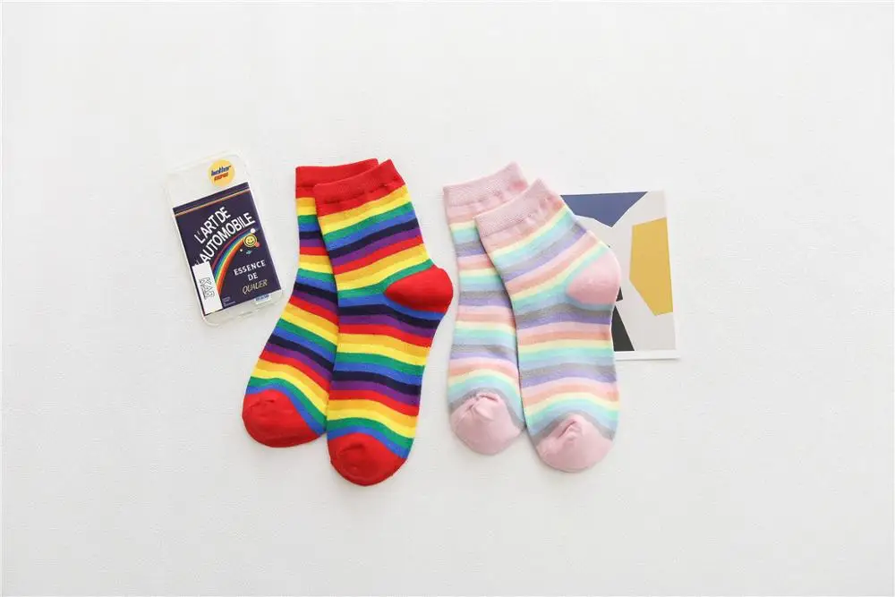 Новинка весна-лето 2020 модные женские носки в стиле Харадзюку радужную полоску
