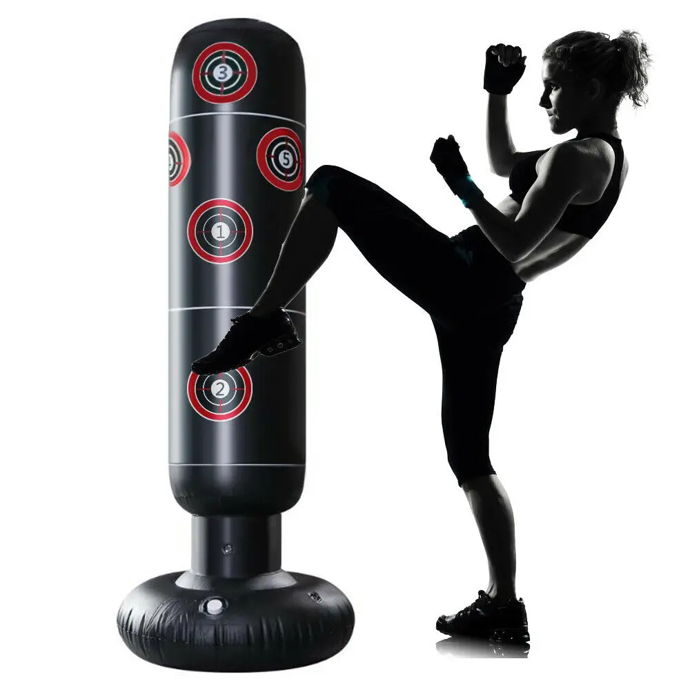 Inflatable Boxing Punching Bag Free Standing Post Column Adult Kids Fitness Training Equipment | Спорт и развлечения