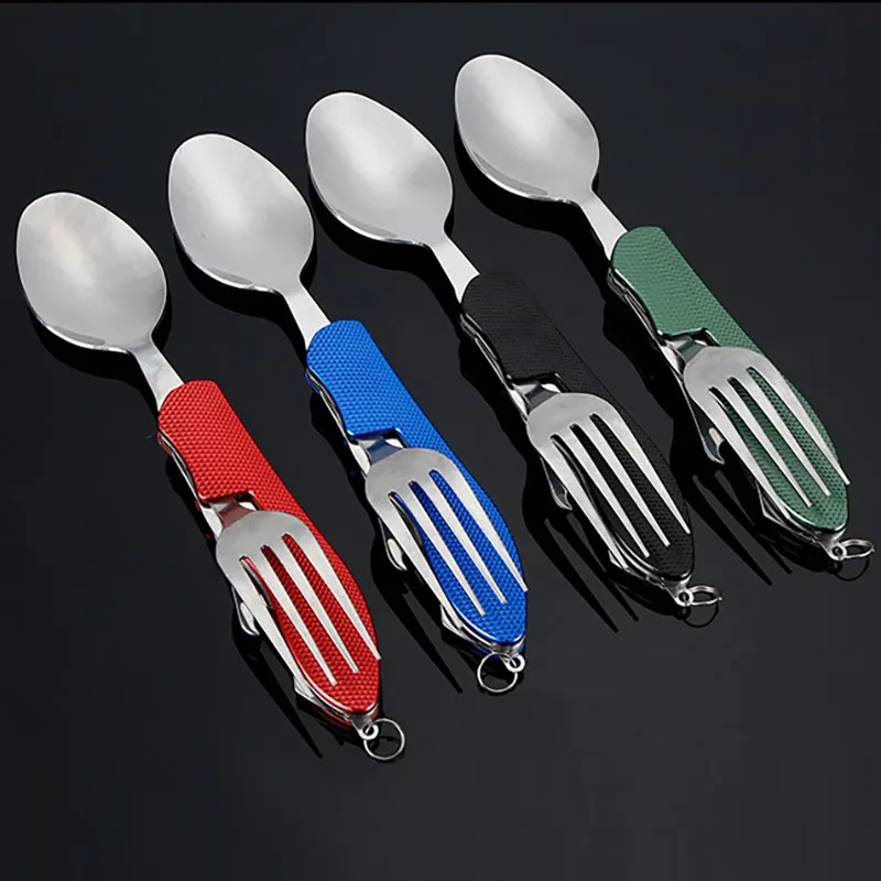 Многофункциональная уличная посуда нож вилка ложка складные наборы из