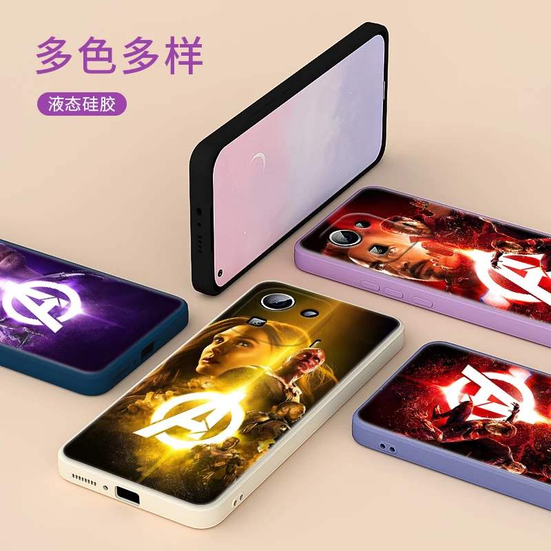 

Marvel Avengers Hero colorful For Xiaomi 11 Ultra 11T 10T 10 9SE 8SE CC9 A3 Pro Youth 5G Liquid Silicone Soft Cover Phone Case