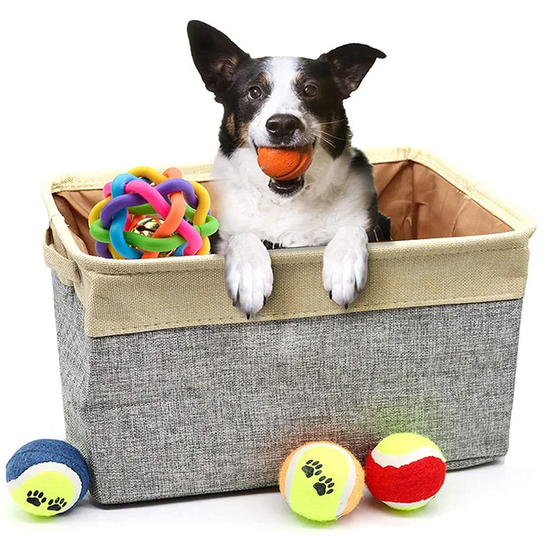Корзина для игрушек для собак с персонализацией без запаха, хранение, бесплатная печать имени, корзины для одежды, обуви, аксессуаров для домашних животных.
