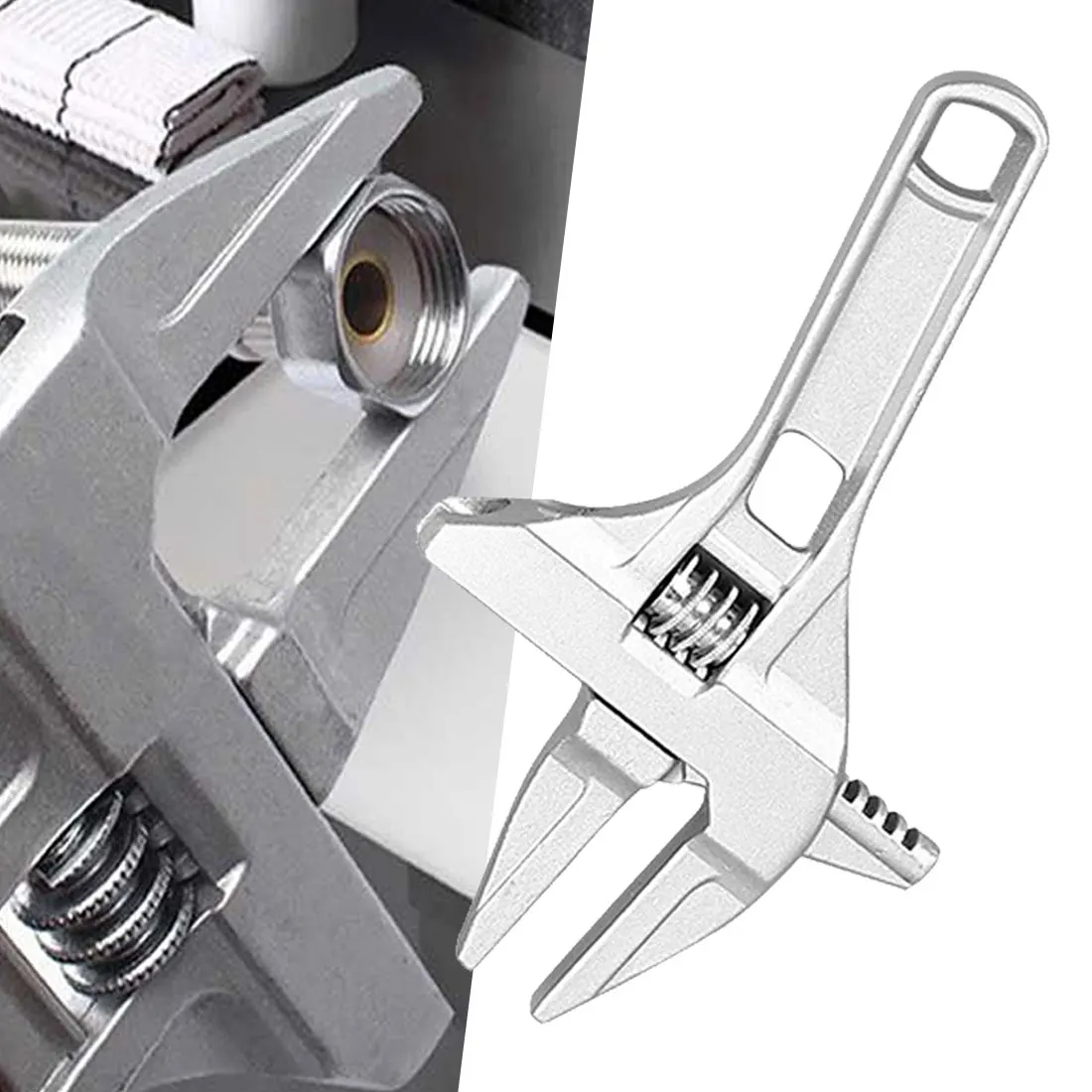 

Hand Tools Multi-functional Short Handle Wrench Large Opening Bathroom Wrench Adjustable Aluminum Alloy Universal Repair Tool