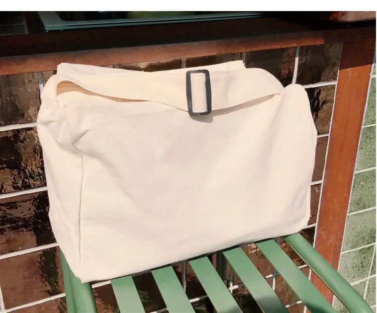 

Canvas Shopping Bag for Women New Girls Female Casual Cloth Big Large Capacity Handbag Solid Tote Sports Crossbody Shoulder Bags