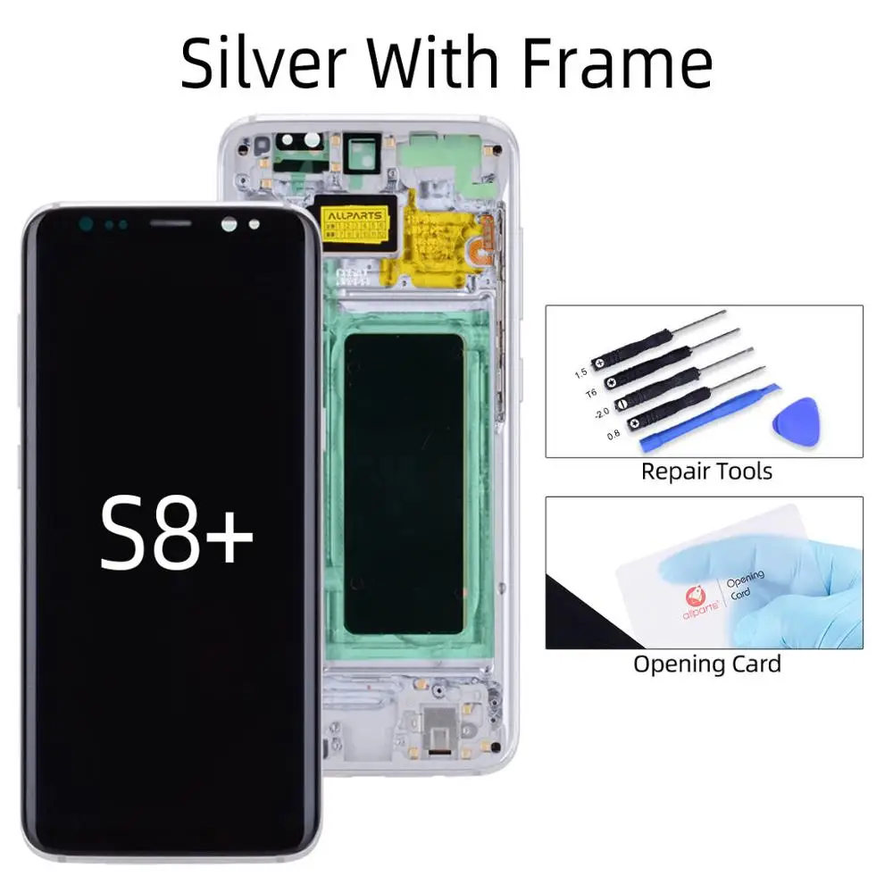Oригинал AMOLED для самсунг S8 LCD дисплей сенсорный экран планшета замена для SAMSUNG GALAXY S8 плюс дисплей SAMSUNG S8 экран - Цвет: S8P Silver Frame