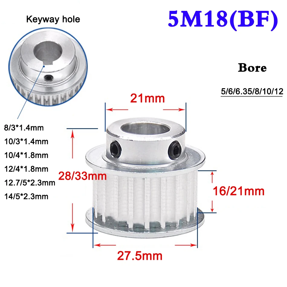1 шт. HTD 5M 18 зубов синхронное колесо зубчатый шкив Диаметр 5 12 мм для ремень Ширина 16